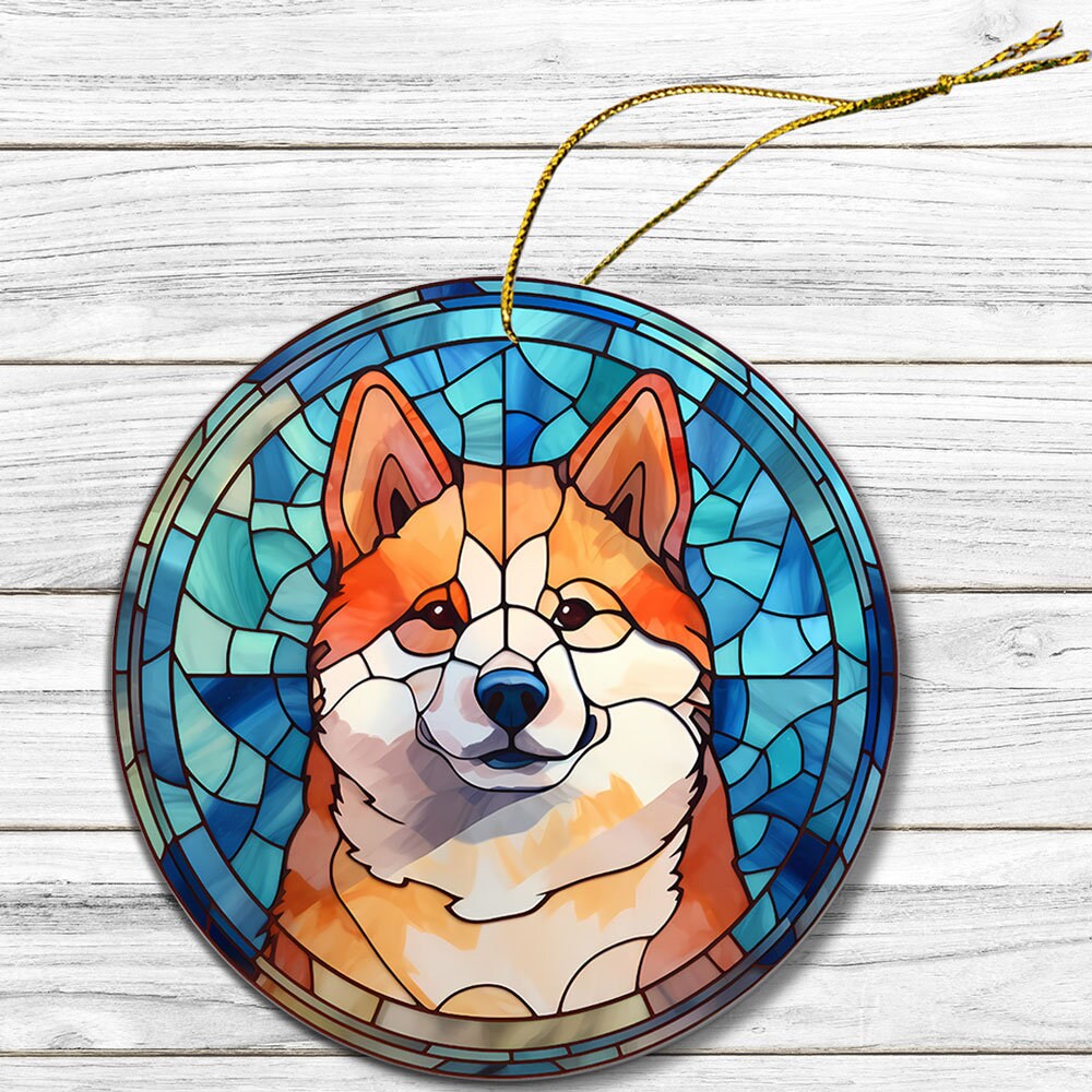 Dog Breed Christmas Ornament Stained Glass Style, 