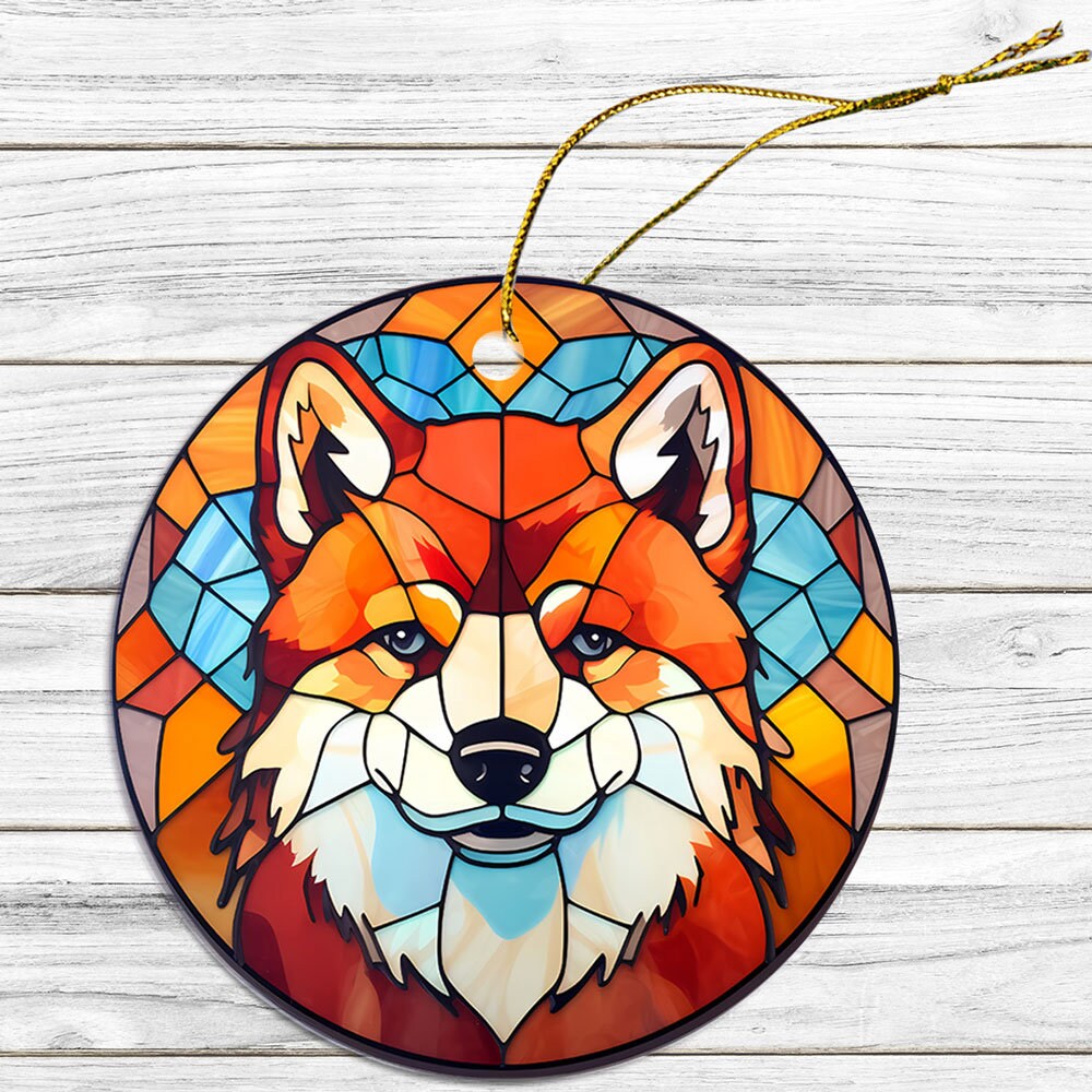 Dog Breed Christmas Ornament Stained Glass Style, 