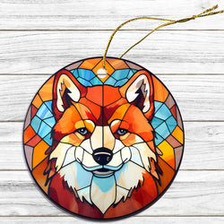 Dog Breed Christmas Ornament Stained Glass Style, "Akita"