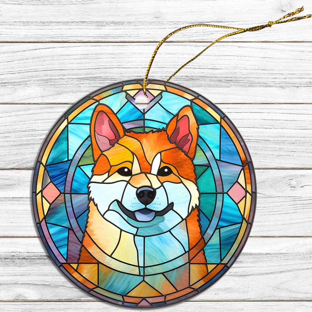 Dog Breed Christmas Ornament Stained Glass Style, 