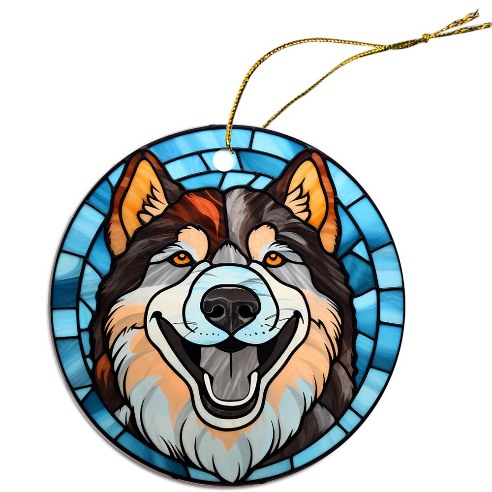 Dog Breed Christmas Ornament Stained Glass Style, 