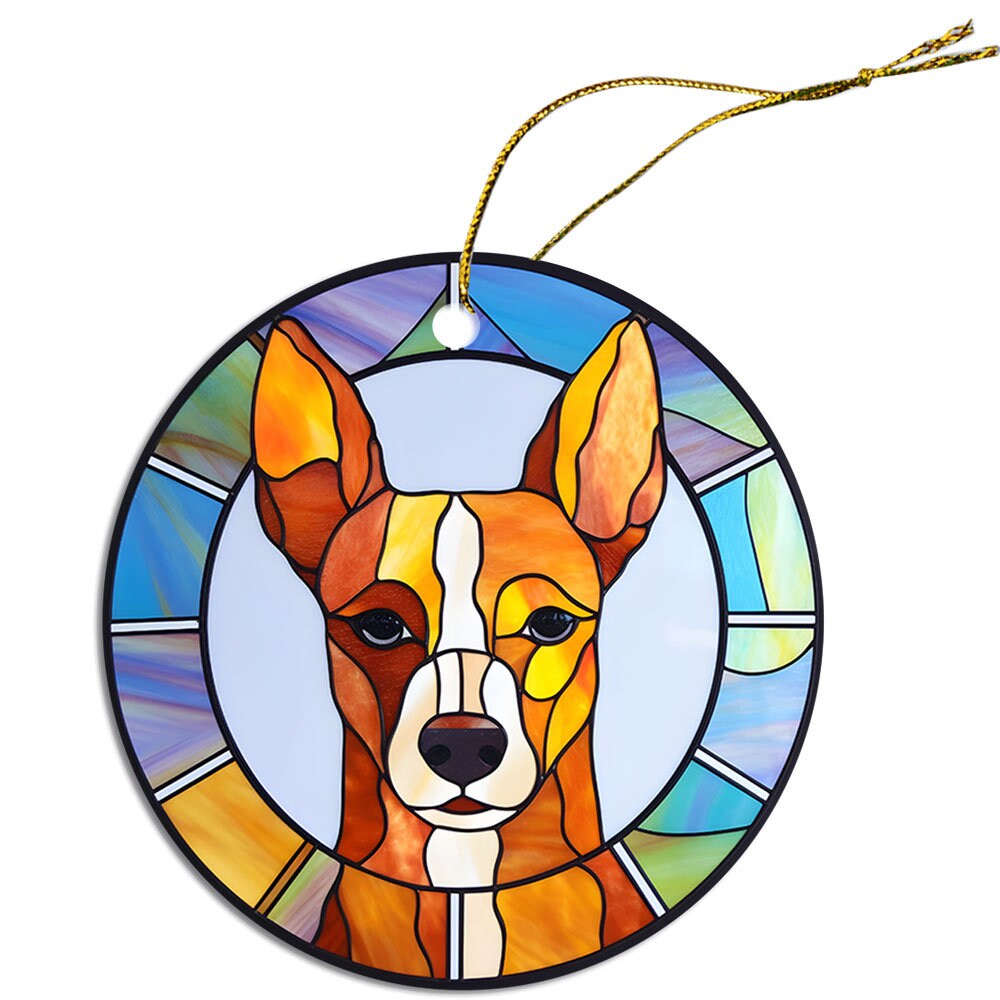 Dog Breed Christmas Ornament Stained Glass Style, 