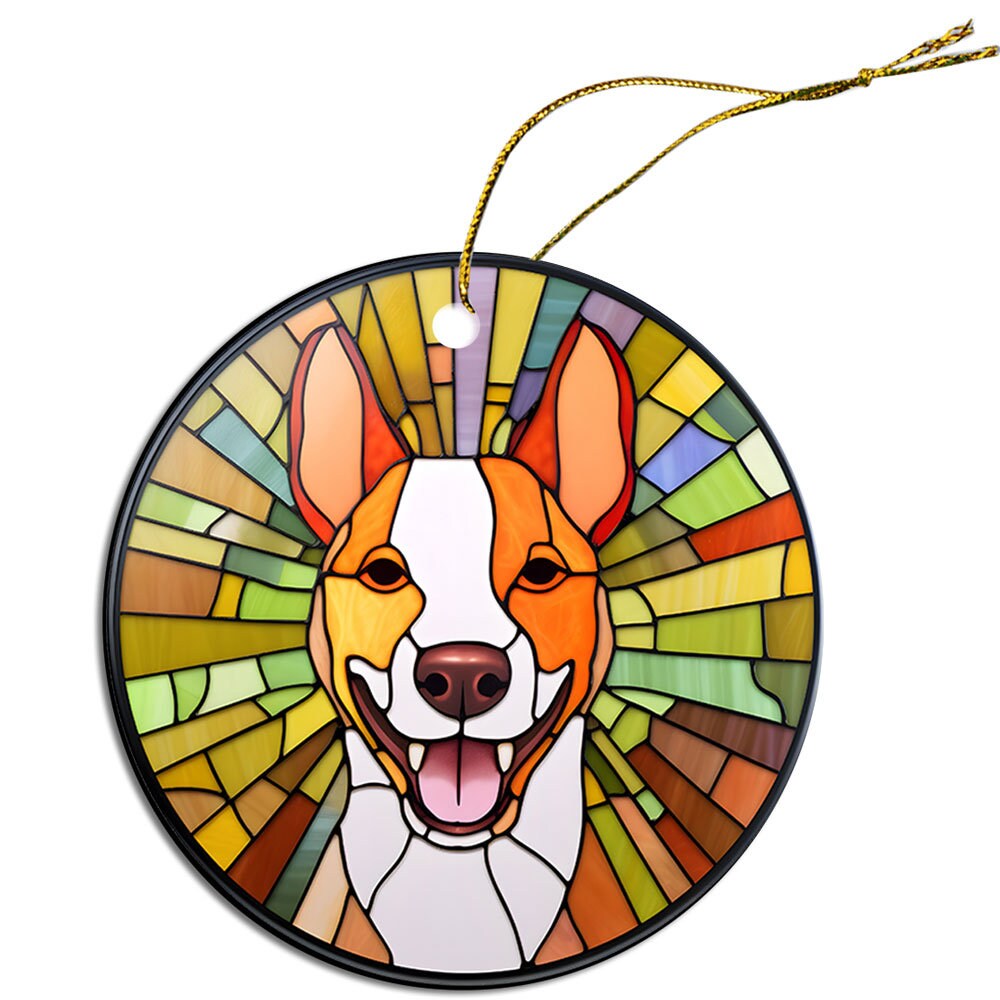 Dog Breed Christmas Ornament Stained Glass Style, 