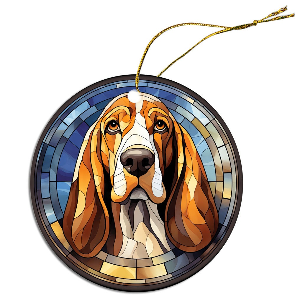 Dog Breed Christmas Ornament Stained Glass Style, 