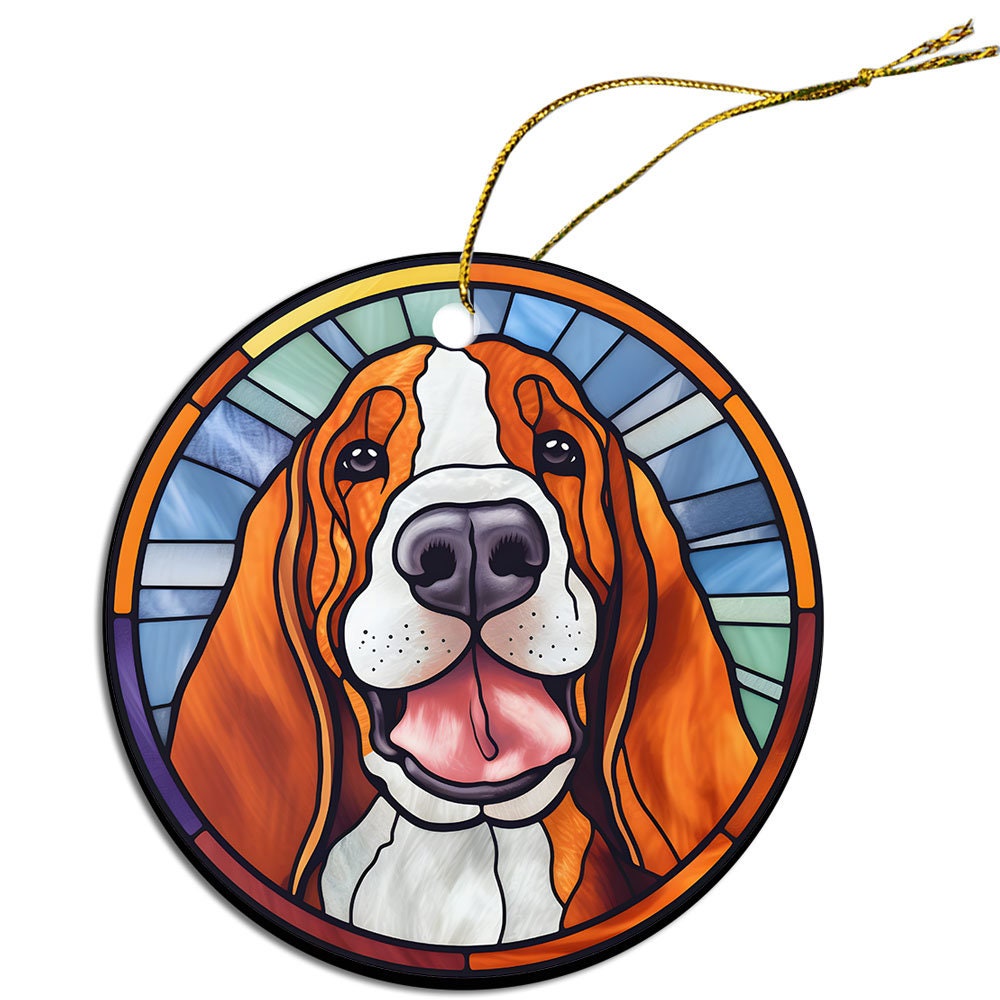 Dog Breed Christmas Ornament Stained Glass Style, 