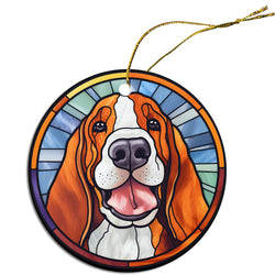 Dog Breed Christmas Ornament Stained Glass Style, "Basset Hound"