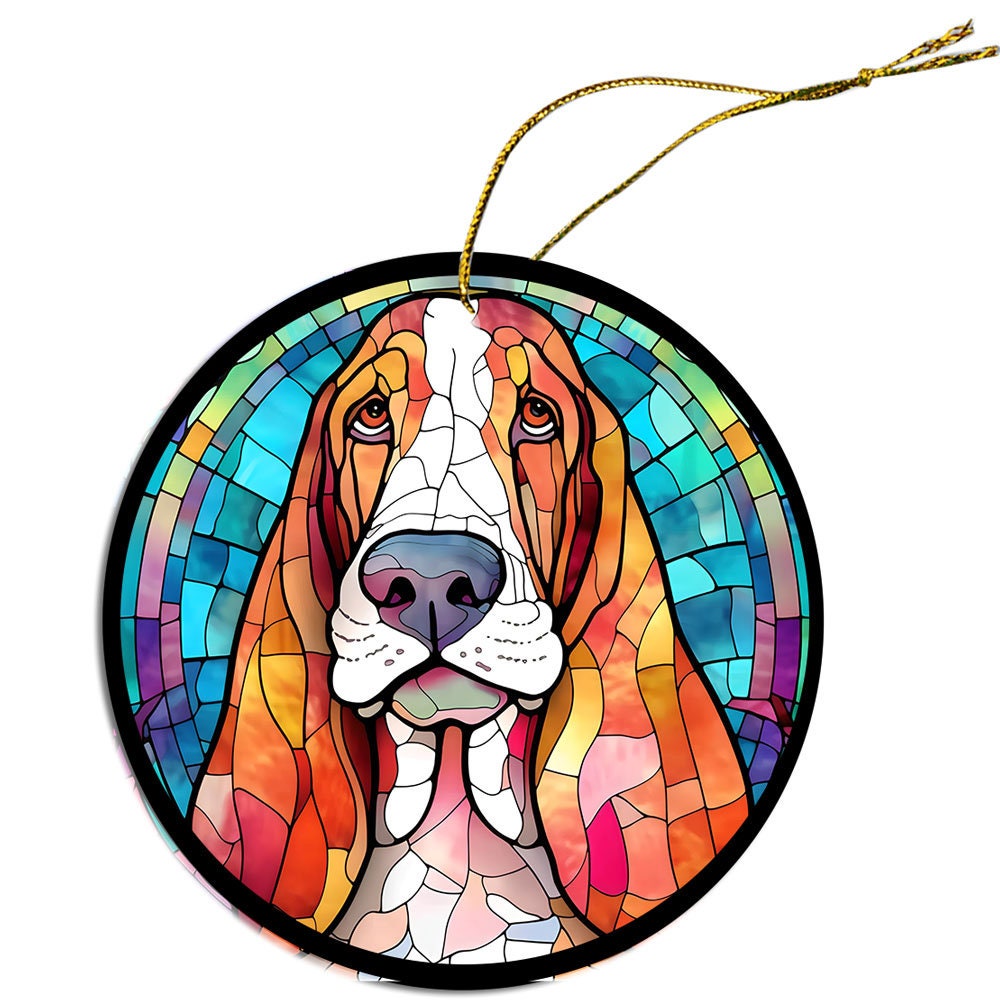 Dog Breed Christmas Ornament Stained Glass Style, 