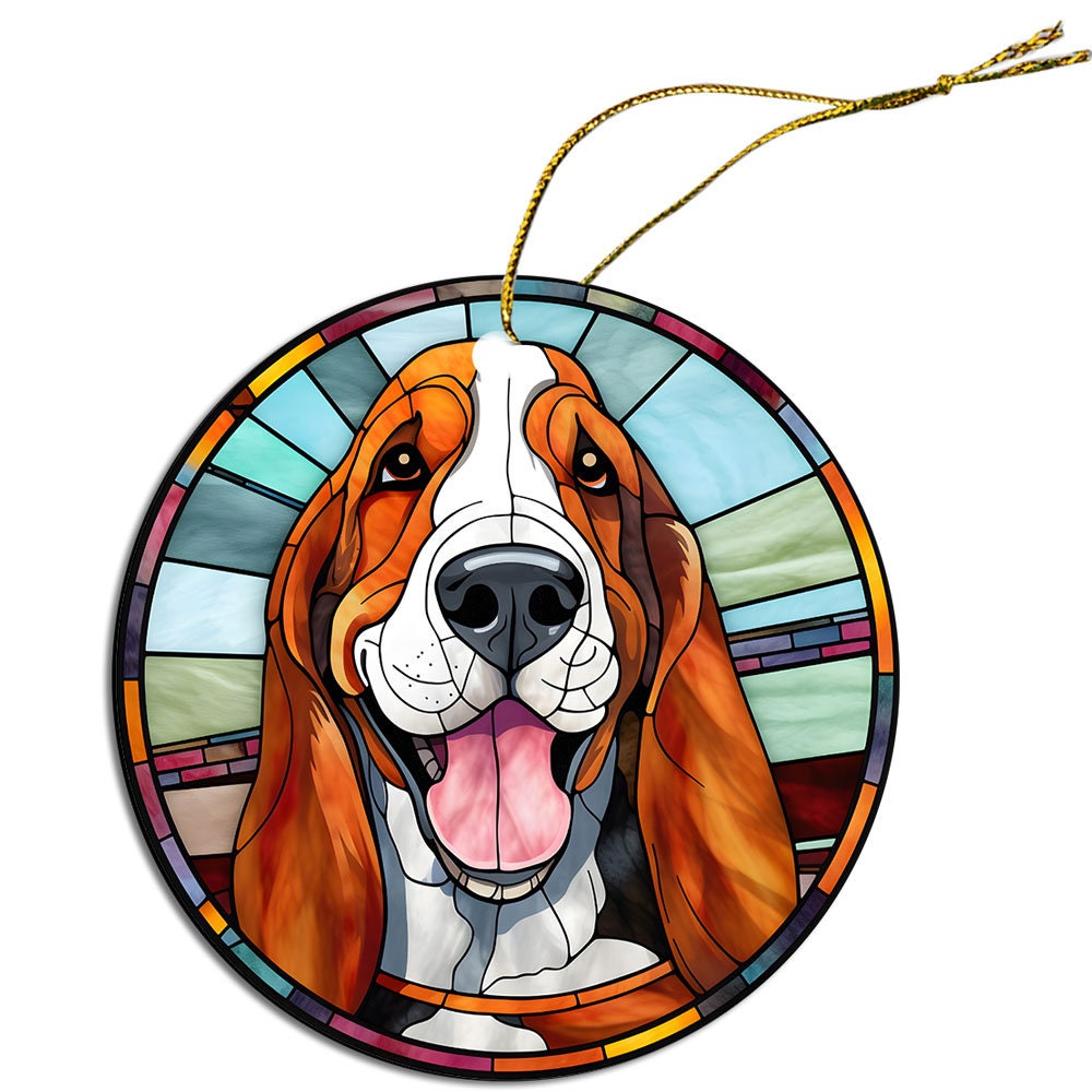 Dog Breed Christmas Ornament Stained Glass Style, 