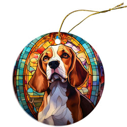 Dog Breed Christmas Ornament Stained Glass Style, "Beagle"