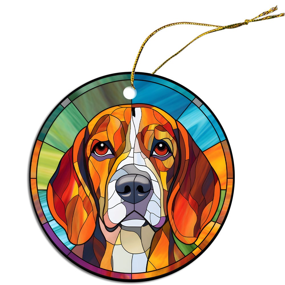 Dog Breed Christmas Ornament Stained Glass Style, 