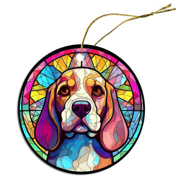 Dog Breed Christmas Ornament Stained Glass Style, "Beagle"