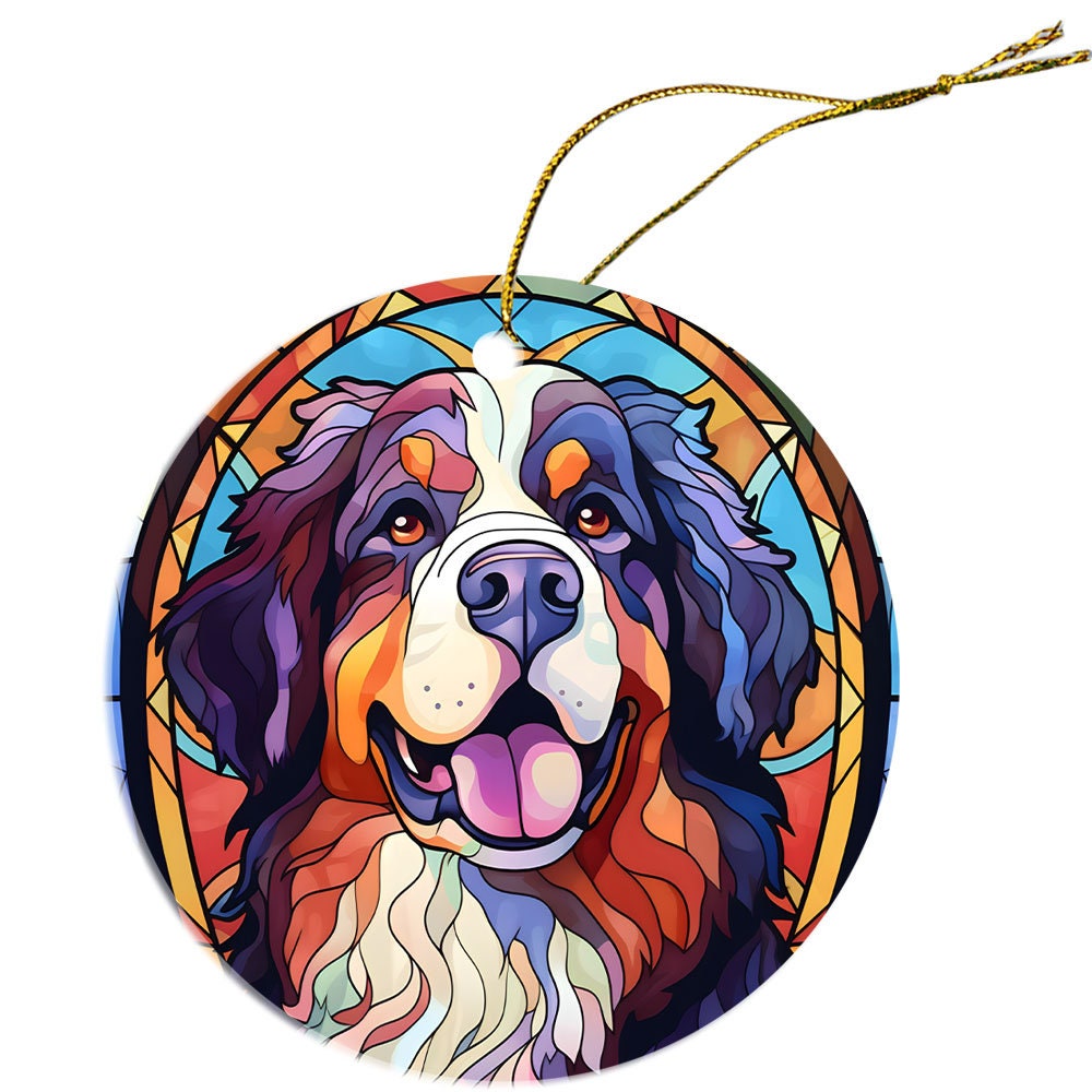 Dog Breed Christmas Ornament Stained Glass Style, 