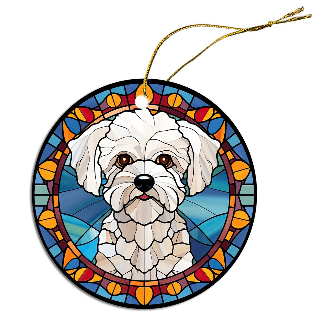 Dog Breed Christmas Ornament Stained Glass Style, 