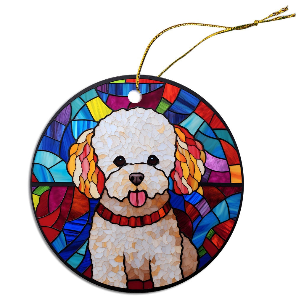 Dog Breed Christmas Ornament Stained Glass Style, 