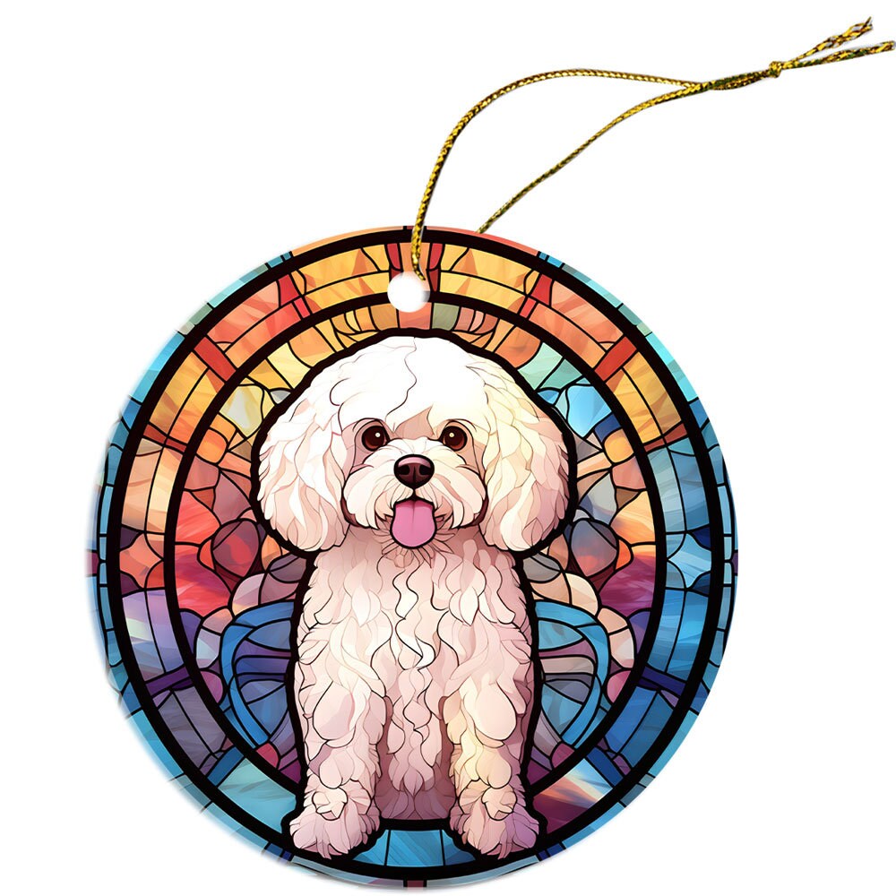 Dog Breed Christmas Ornament Stained Glass Style, 