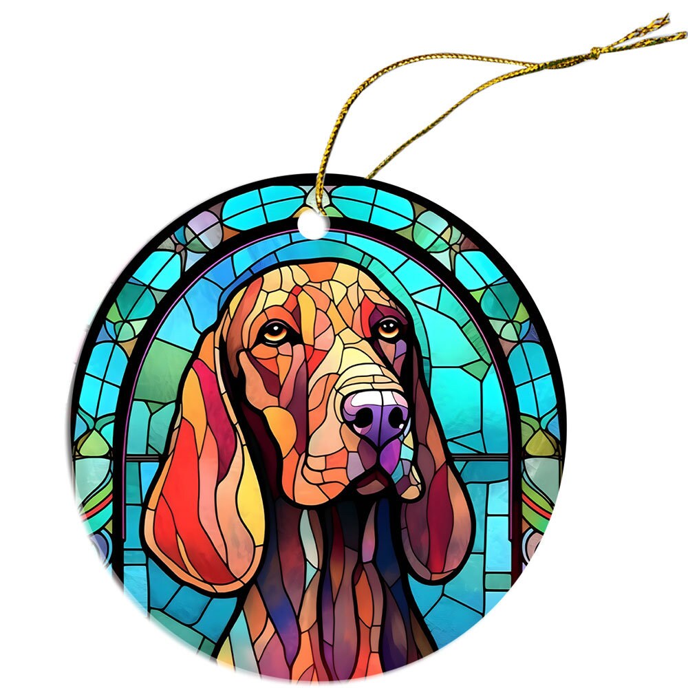 Dog Breed Christmas Ornament Stained Glass Style, 