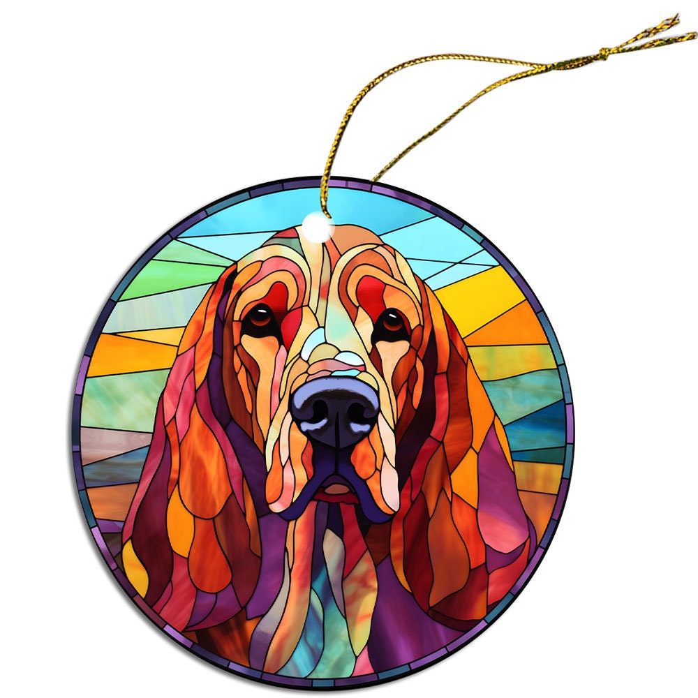 Dog Breed Christmas Ornament Stained Glass Style, 