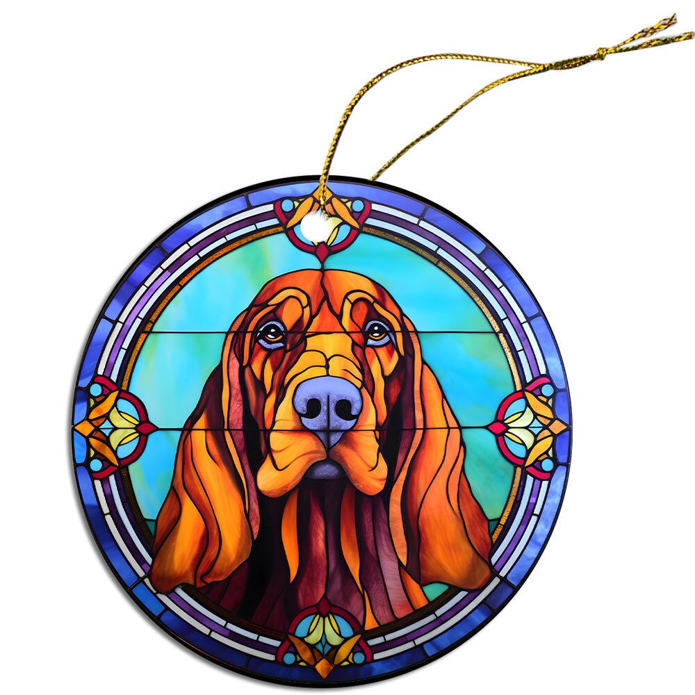 Dog Breed Christmas Ornament Stained Glass Style, 