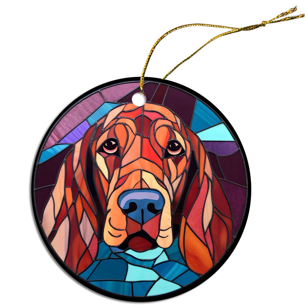 Dog Breed Christmas Ornament Stained Glass Style, 