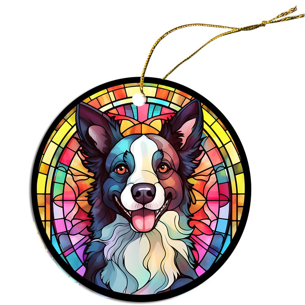 Dog Breed Christmas Ornament Stained Glass Style, 