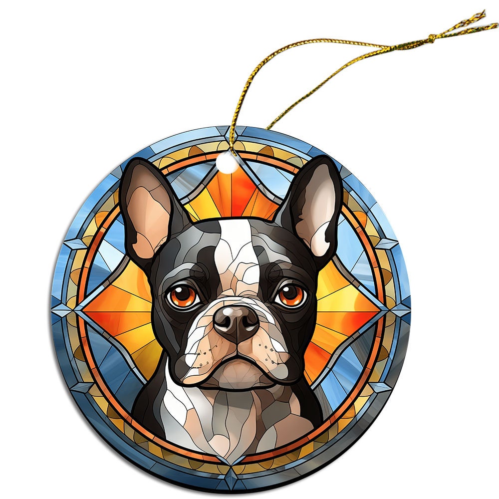 Dog Breed Christmas Ornament Stained Glass Style, 