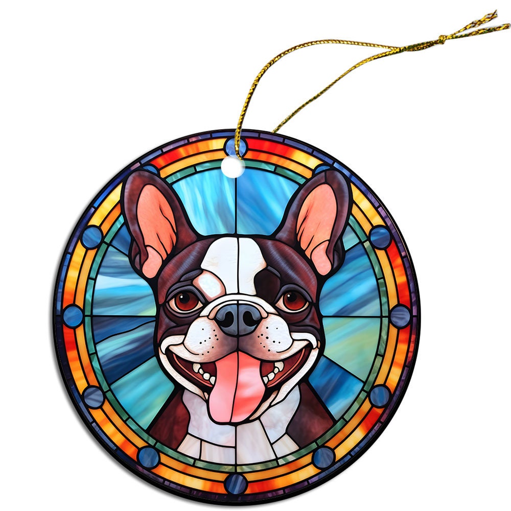 Dog Breed Christmas Ornament Stained Glass Style, 