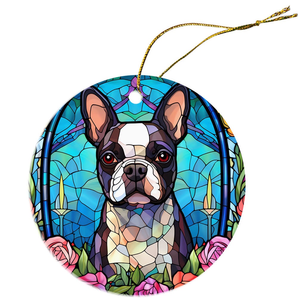 Dog Breed Christmas Ornament Stained Glass Style, 