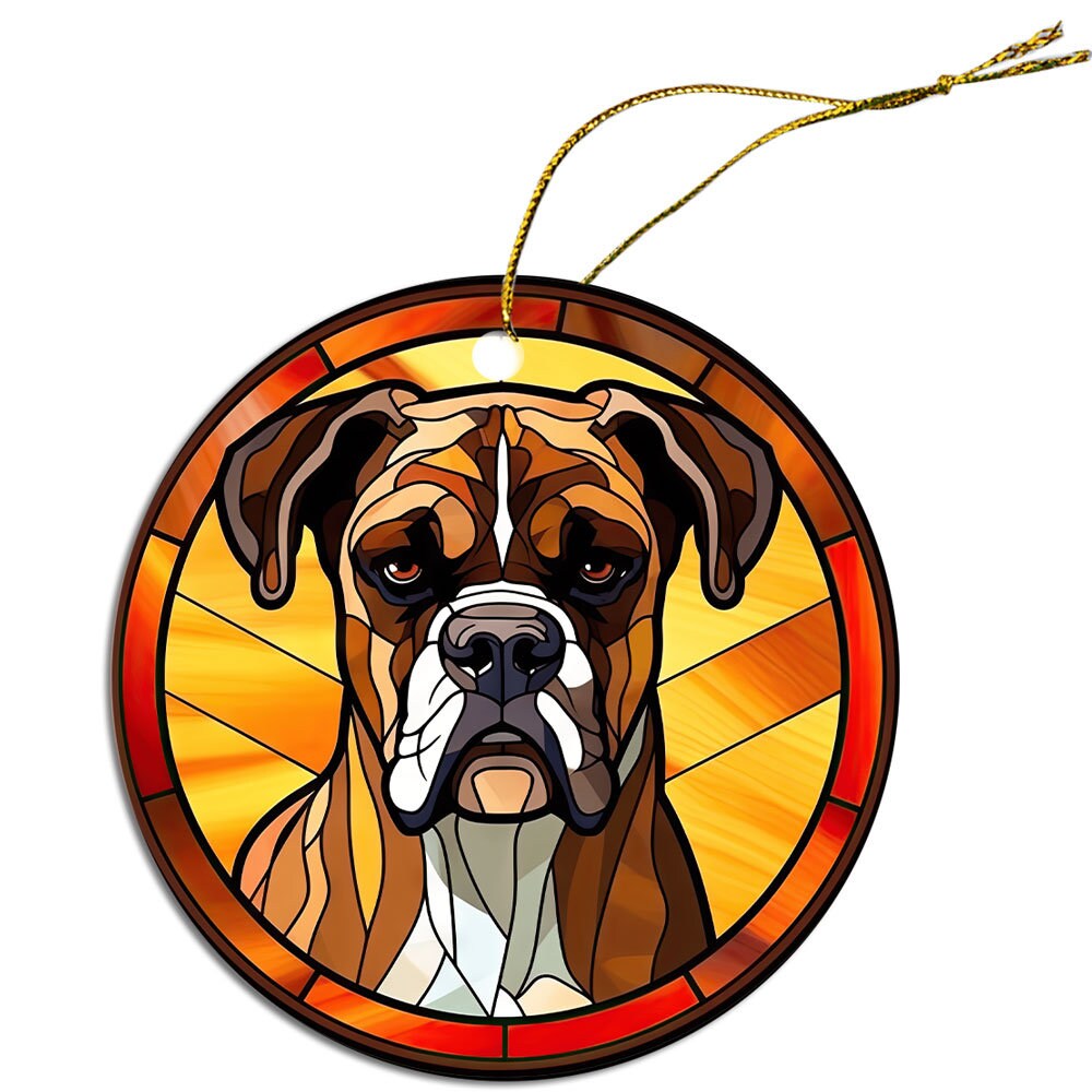 Dog Breed Christmas Ornament Stained Glass Style, 