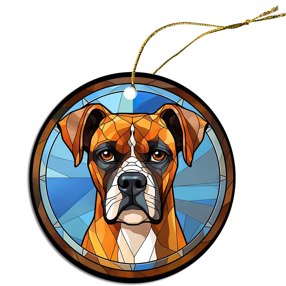 Dog Breed Christmas Ornament Stained Glass Style, 