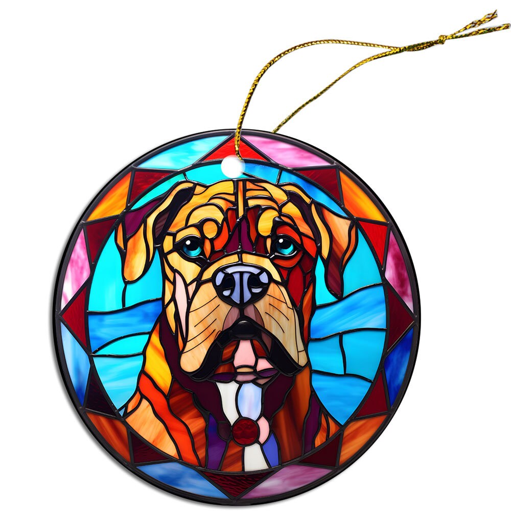 Dog Breed Christmas Ornament Stained Glass Style, 