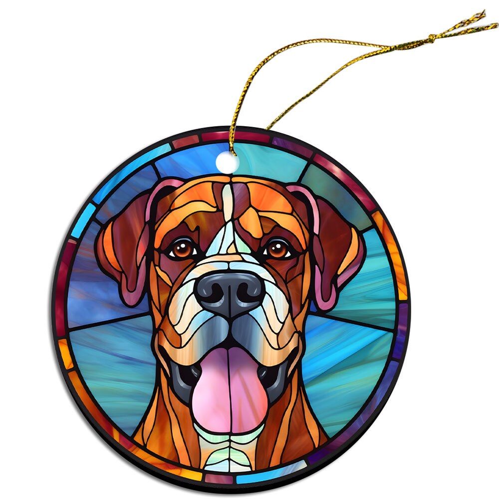 Dog Breed Christmas Ornament Stained Glass Style, 