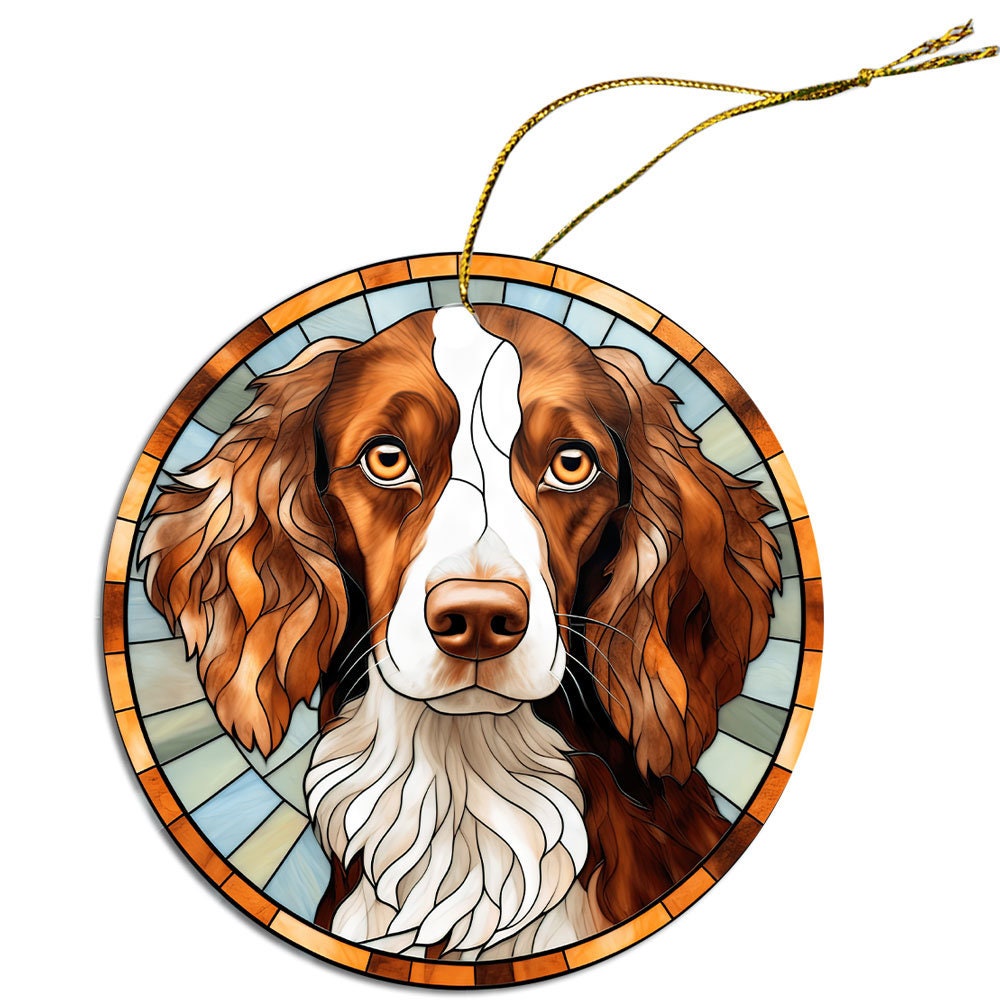 Dog Breed Christmas Ornament Stained Glass Style, 