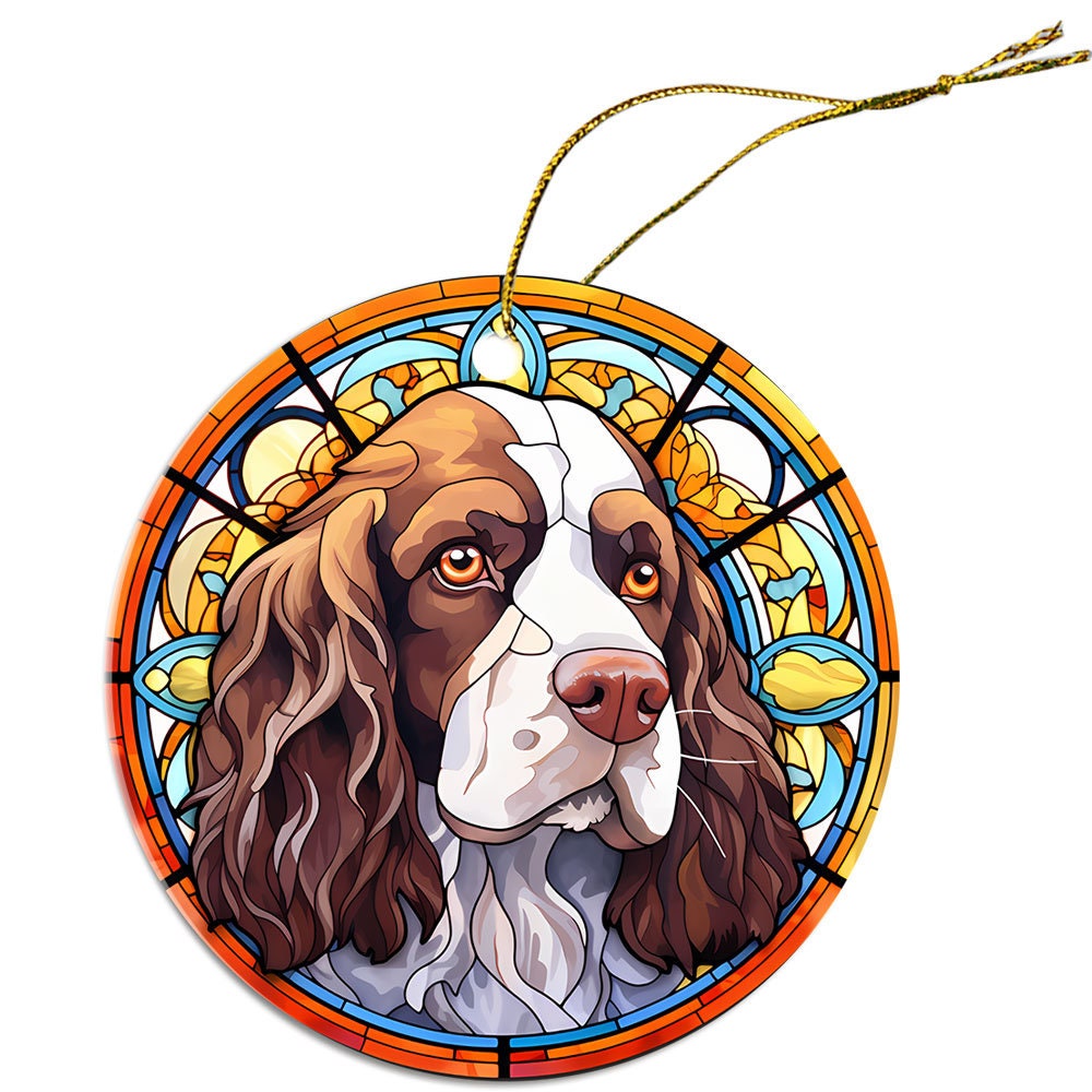 Dog Breed Christmas Ornament Stained Glass Style, 