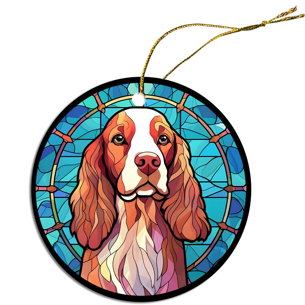 Dog Breed Christmas Ornament Stained Glass Style, 