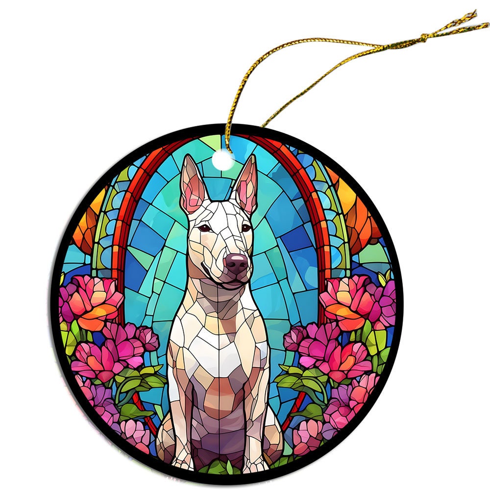 Dog Breed Christmas Ornament Stained Glass Style, 