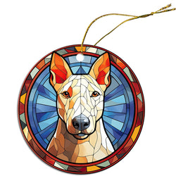 Dog Breed Christmas Ornament Stained Glass Style, "Bull Terrier"