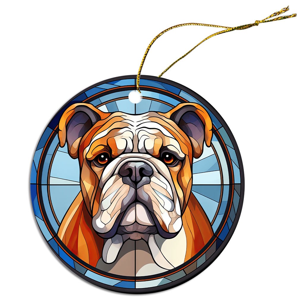 Dog Breed Christmas Ornament Stained Glass Style, 