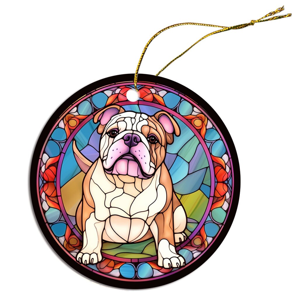 Dog Breed Christmas Ornament Stained Glass Style, 