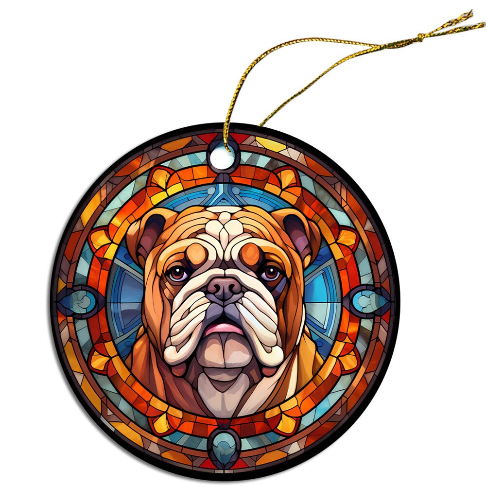 Dog Breed Christmas Ornament Stained Glass Style, 