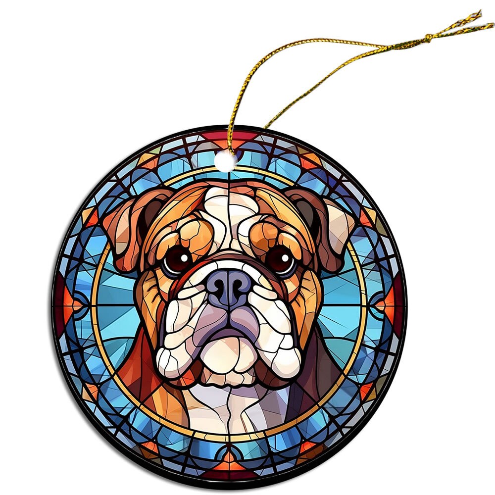 Dog Breed Christmas Ornament Stained Glass Style, 