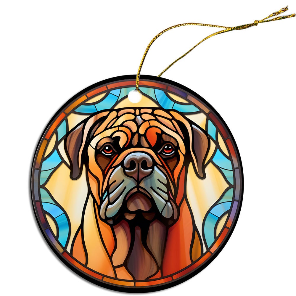 Dog Breed Christmas Ornament Stained Glass Style, 