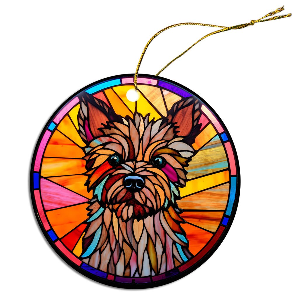 Dog Breed Christmas Ornament Stained Glass Style, 