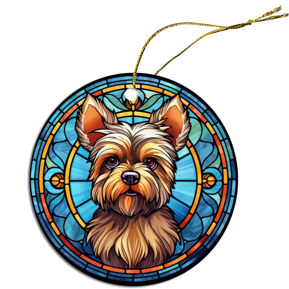 Dog Breed Christmas Ornament Stained Glass Style, 