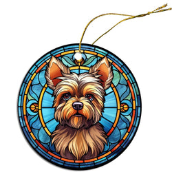 Dog Breed Christmas Ornament Stained Glass Style, "Cairn Terrier"