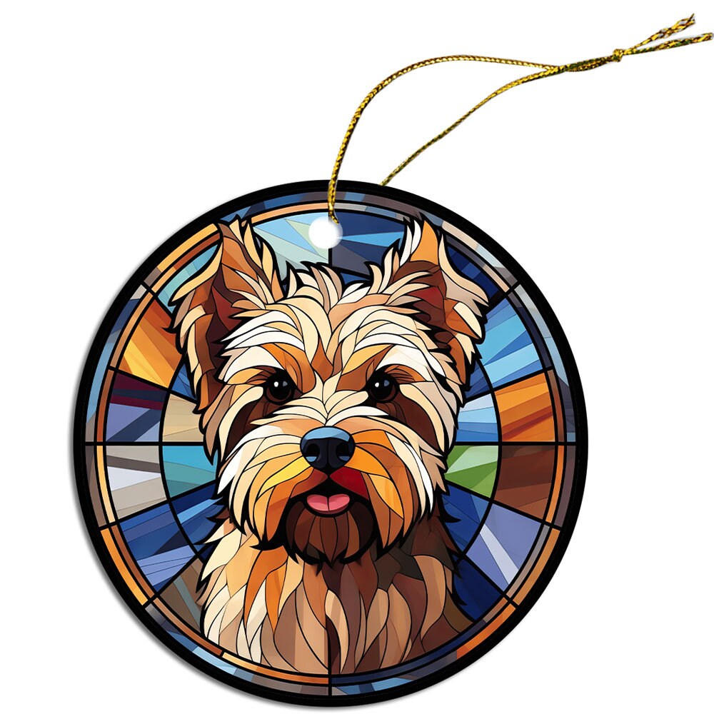 Dog Breed Christmas Ornament Stained Glass Style, 