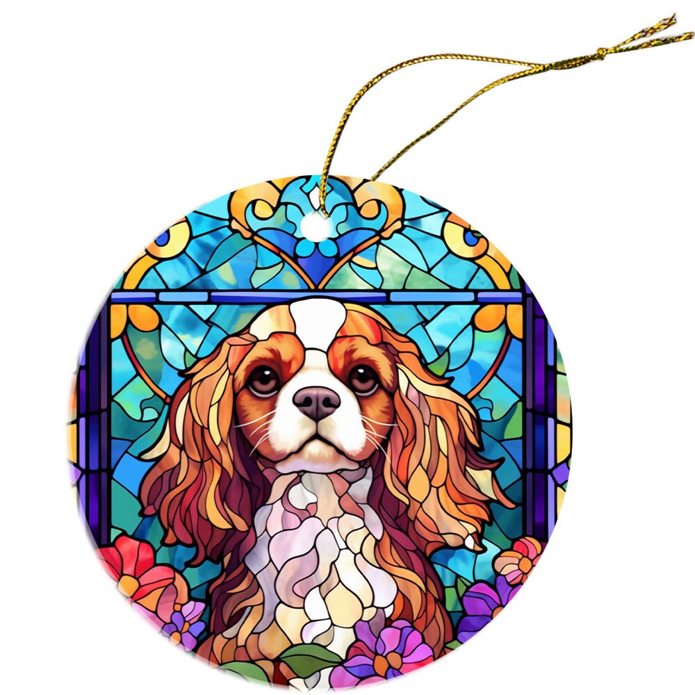 Dog Breed Christmas Ornament Stained Glass Style, 