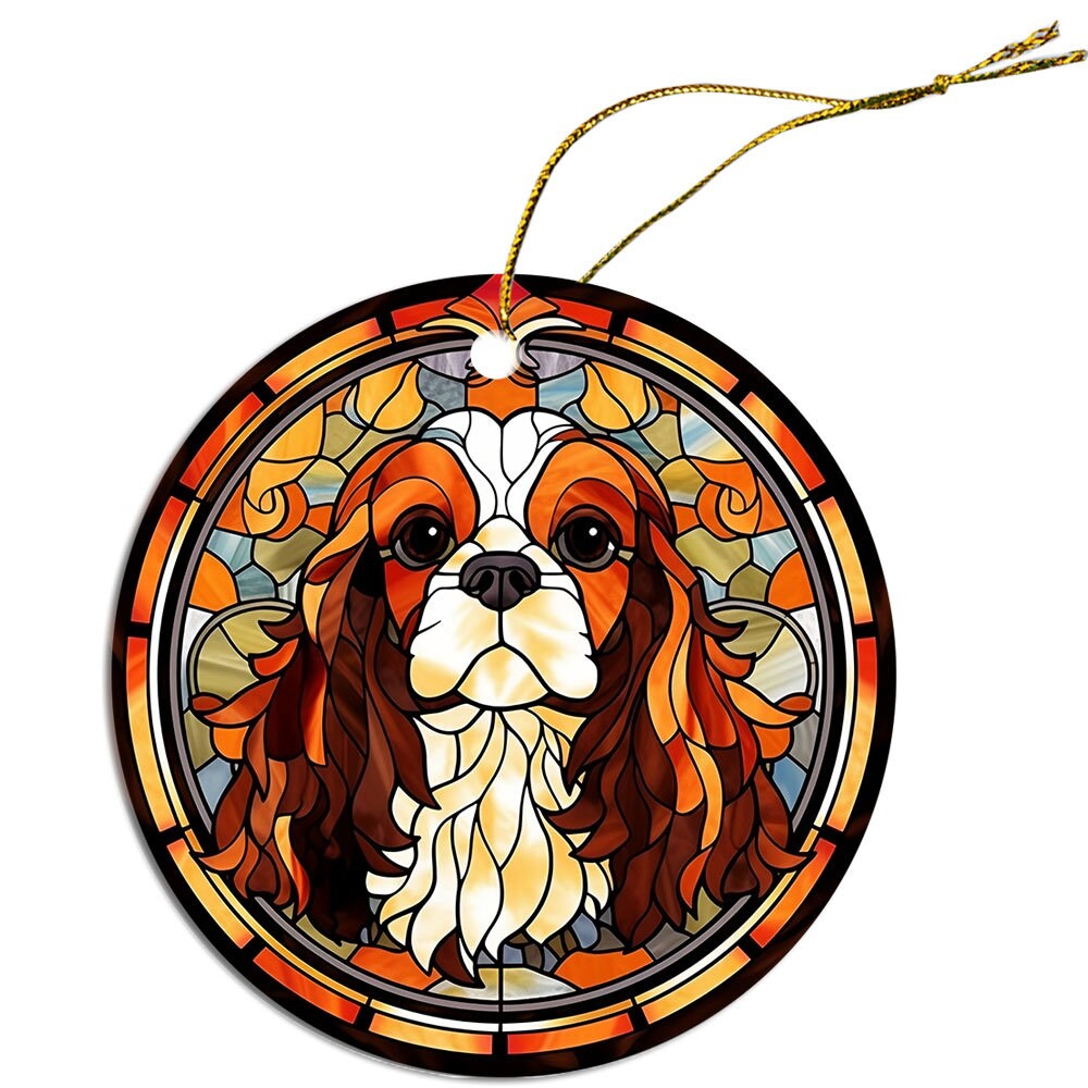 Dog Breed Christmas Ornament Stained Glass Style, 