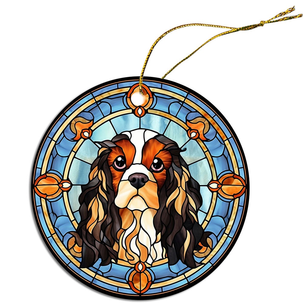 Dog Breed Christmas Ornament Stained Glass Style, 