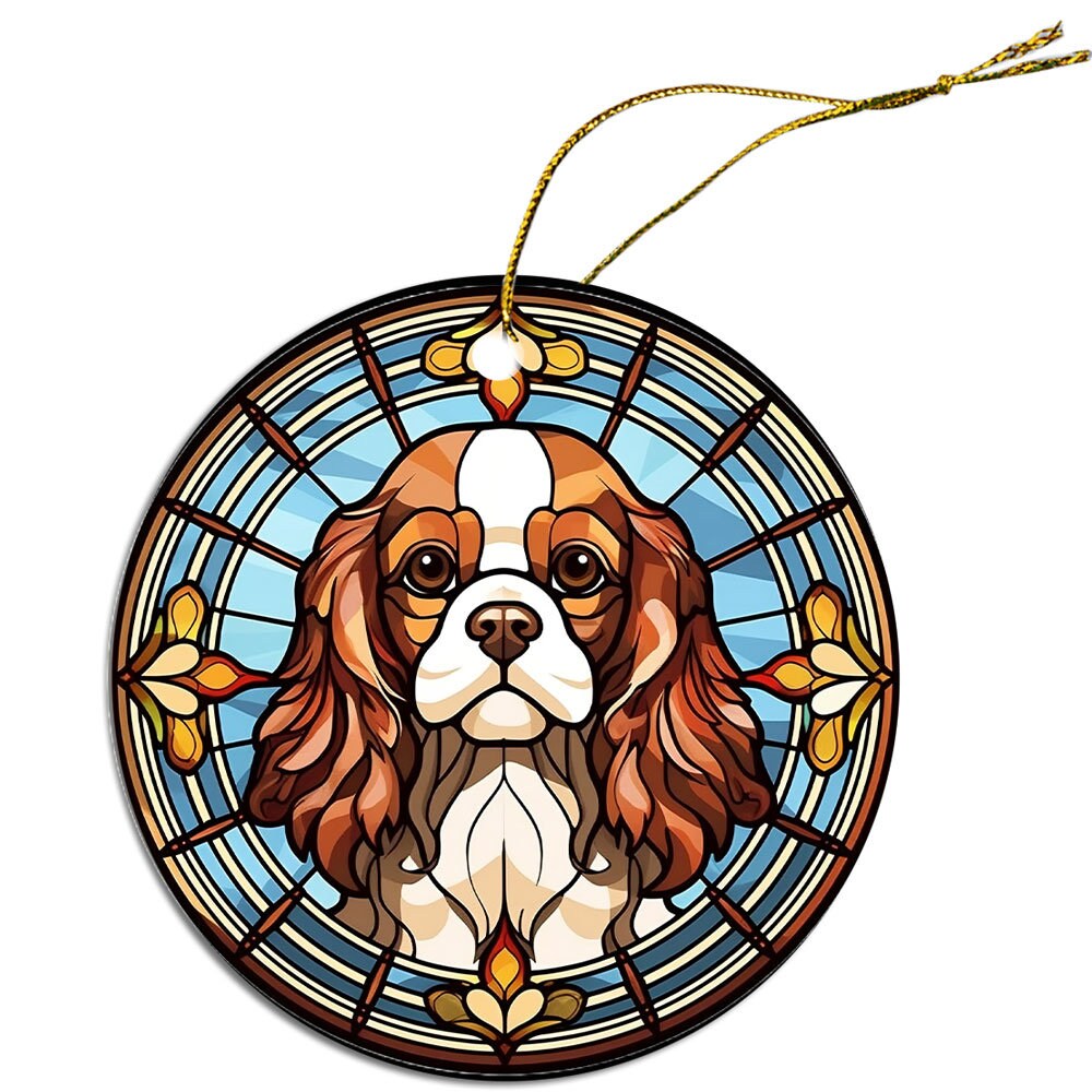 Dog Breed Christmas Ornament Stained Glass Style, 