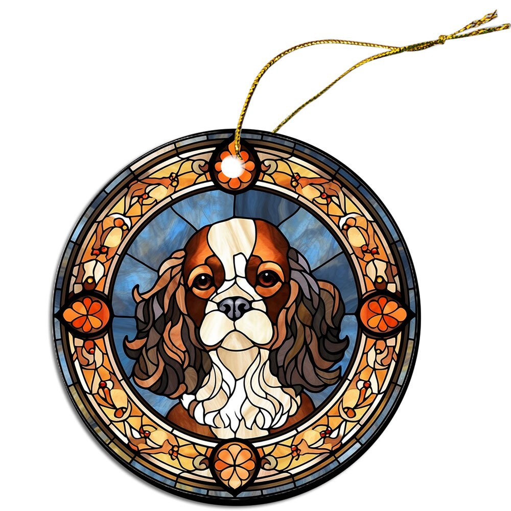 Dog Breed Christmas Ornament Stained Glass Style, 